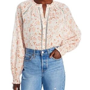 Bila Cream and Pink Floral Blouse